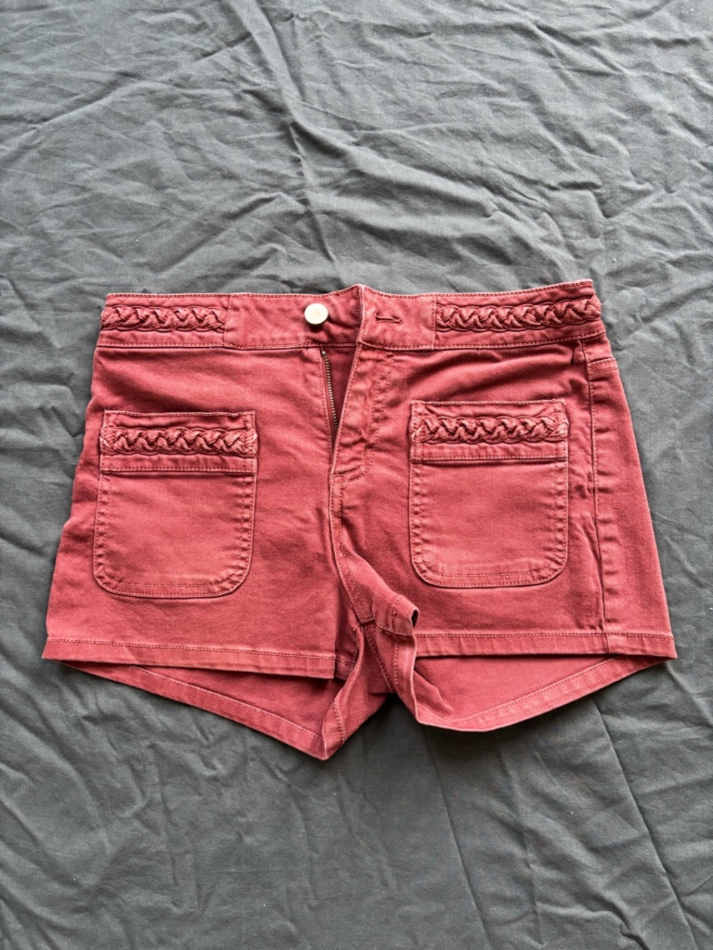 Women’s Braided Trim Faded Red Shorts